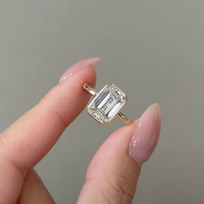 4 CT Emerald Bezel Solitaire Lab-Grown Diamond Engagement Ring