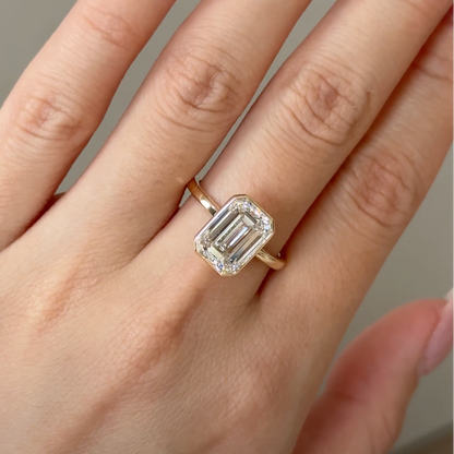 4 CT Emerald Bezel Solitaire Lab-Grown Diamond Engagement Ring