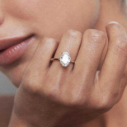 1.5 CT Oval Solitaire Lab Grown Diamond Engagement Ring