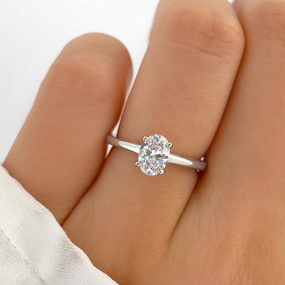 1 CT Oval Solitaire Lab Grown Diamond Engagement Ring