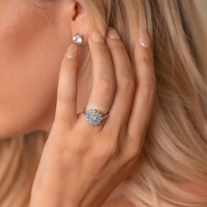 0.5 CT Round Cluster Moissanite Engagement Ring