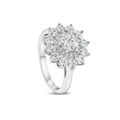 0.5 CT Round Cluster Moissanite Engagement Ring