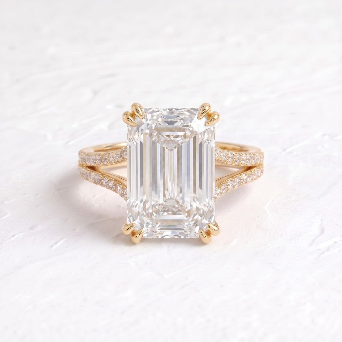 Beyonce – Inspired Emerald Cut Split Shank Lab Grown Diamond Engagement Ring