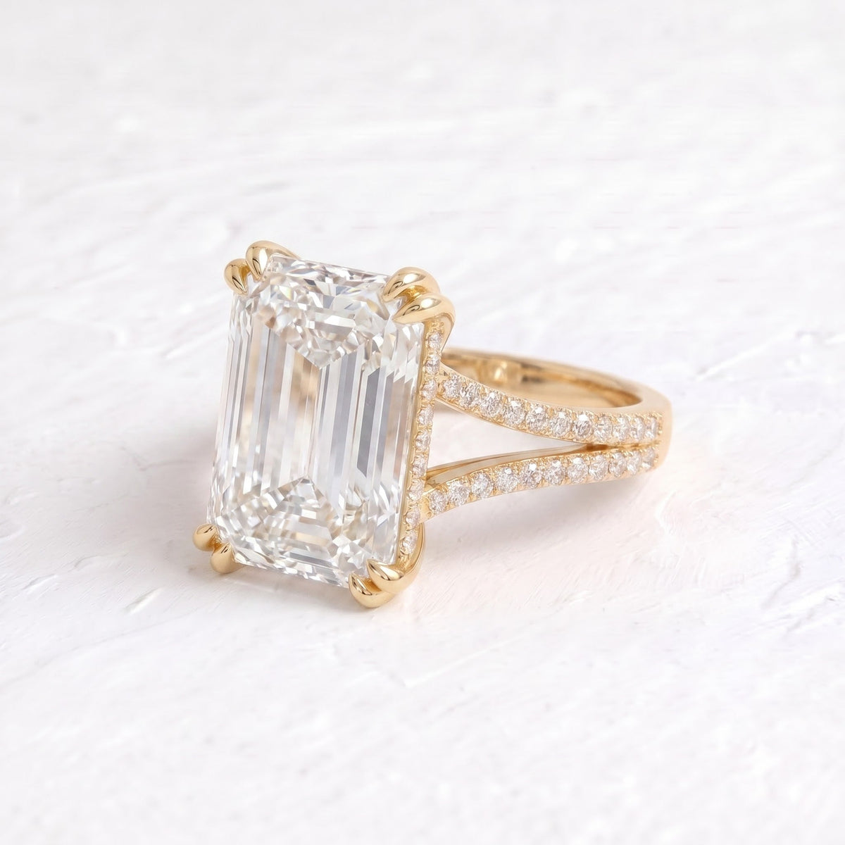 Beyonce – Inspired Emerald Cut Split Shank Lab Grown Diamond Engagement Ring
