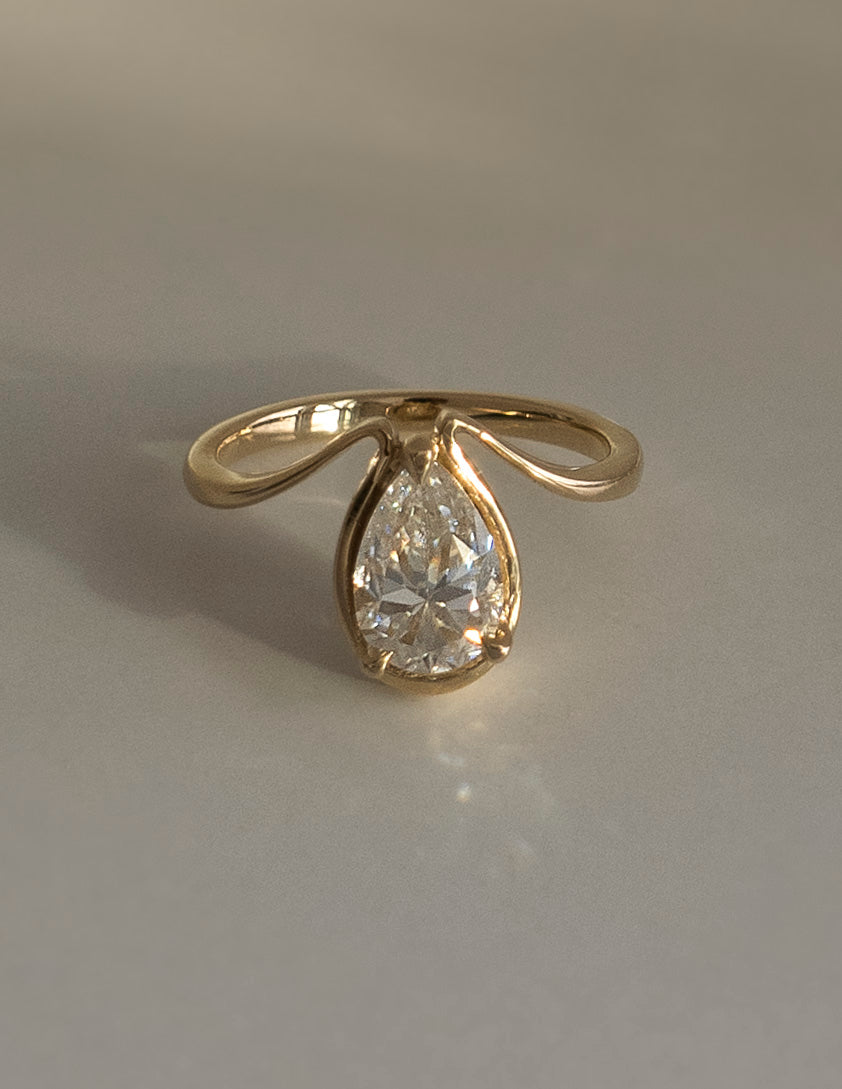 1.25 CT Pear Shaped Lab Grown Diamond Unique Style Engagement Ring