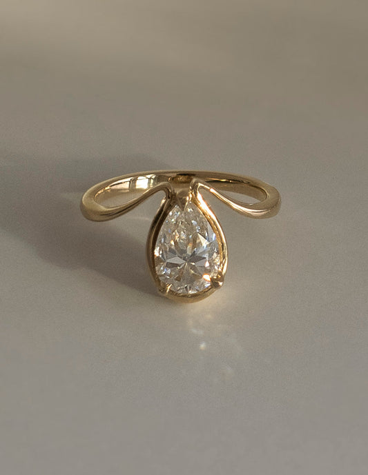 1.25 CT Pear Shaped Lab Grown Diamond Unique Style Engagement Ring