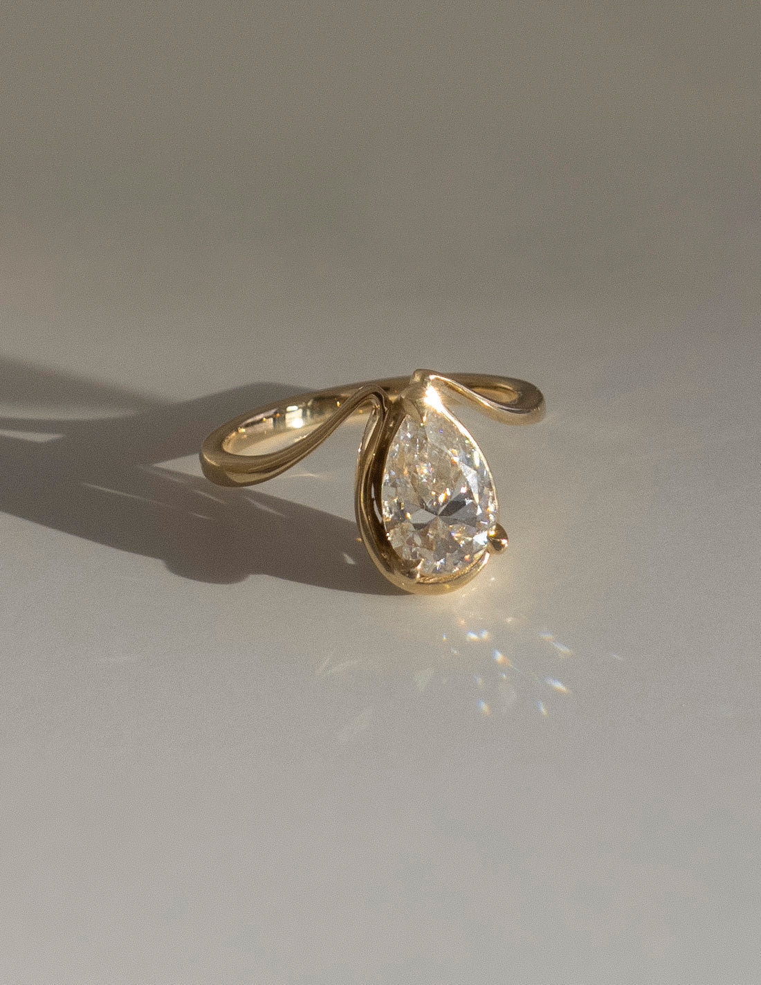 1.25 CT Pear Shaped Lab Grown Diamond Unique Style Engagement Ring