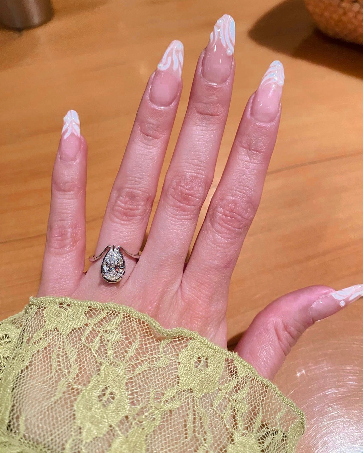 1.25 CT Pear Shaped Lab Grown Diamond Unique Style Engagement Ring