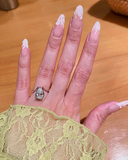 1.25 CT Pear Shaped Lab Grown Diamond Unique Style Engagement Ring