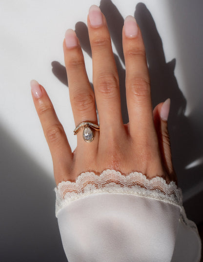 1.25 CT Pear Shaped Lab Grown Diamond Unique Style Engagement Ring