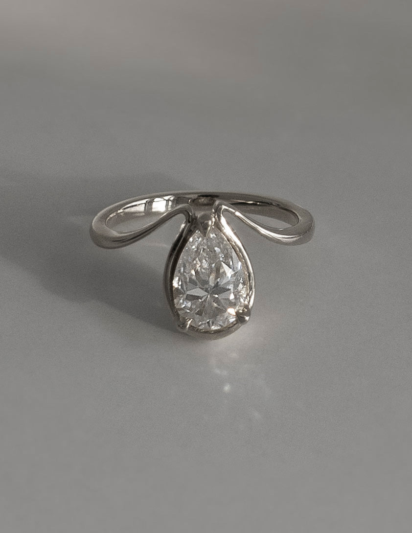 1.25 CT Pear Shaped Lab Grown Diamond Unique Style Engagement Ring