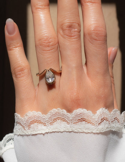 1.25 CT Pear Shaped Lab Grown Diamond Unique Style Engagement Ring