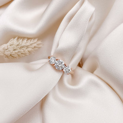 0.60 CT Round Three Stone Lab Grown Diamond Engagement Ring