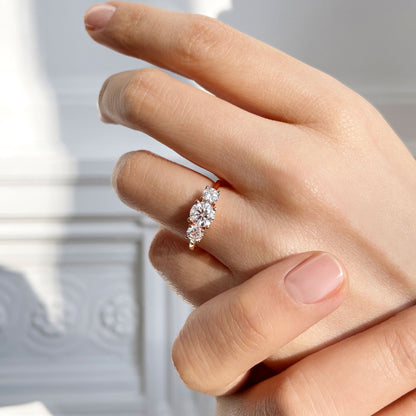 0.60 CT Round Three Stone Lab Grown Diamond Engagement Ring