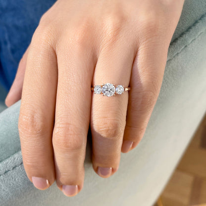 0.60 CT Round Three Stone Lab Grown Diamond Engagement Ring