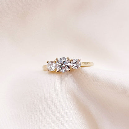 0.60 CT Round Three Stone Lab Grown Diamond Engagement Ring