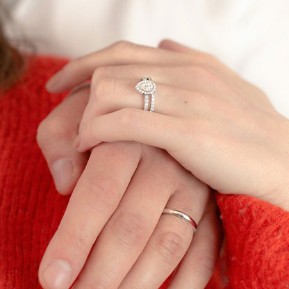 0.40 CT Pear Halo & Pave Lab Grown Diamond Engagement Ring