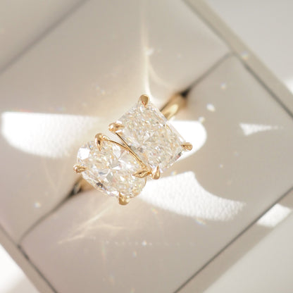 2 TCW Oval & Radiant Toi Et Moi Lab Grown Diamond Engagement Ring