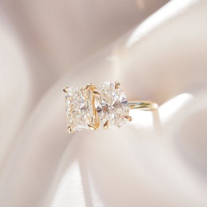 2 TCW Oval & Radiant Toi Et Moi Lab Grown Diamond Engagement Ring