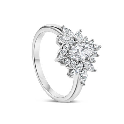0.5 CT Marquise Cluster Lab Grown Diamond Engagement Ring