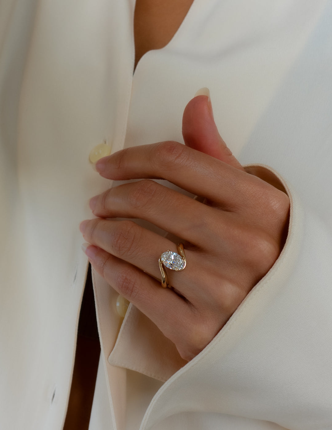 3.0 CT Oval Cut Lab Grown Diamond Bypass Engagement Ring