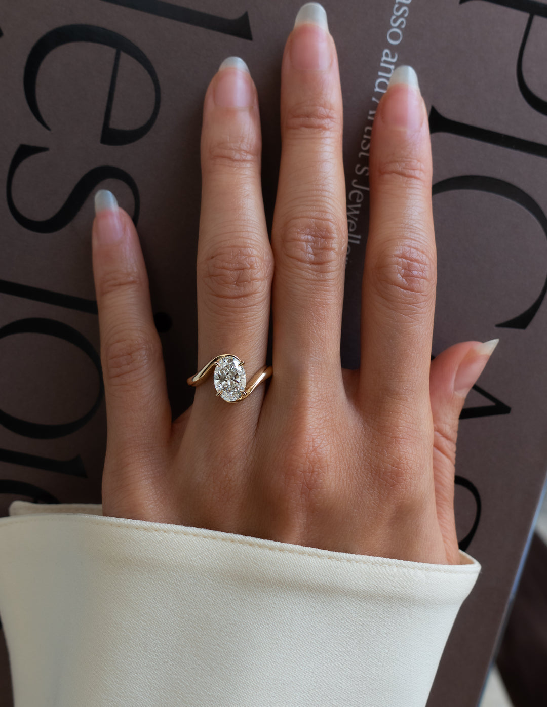 3.0 CT Oval Cut Lab Grown Diamond Bypass Engagement Ring