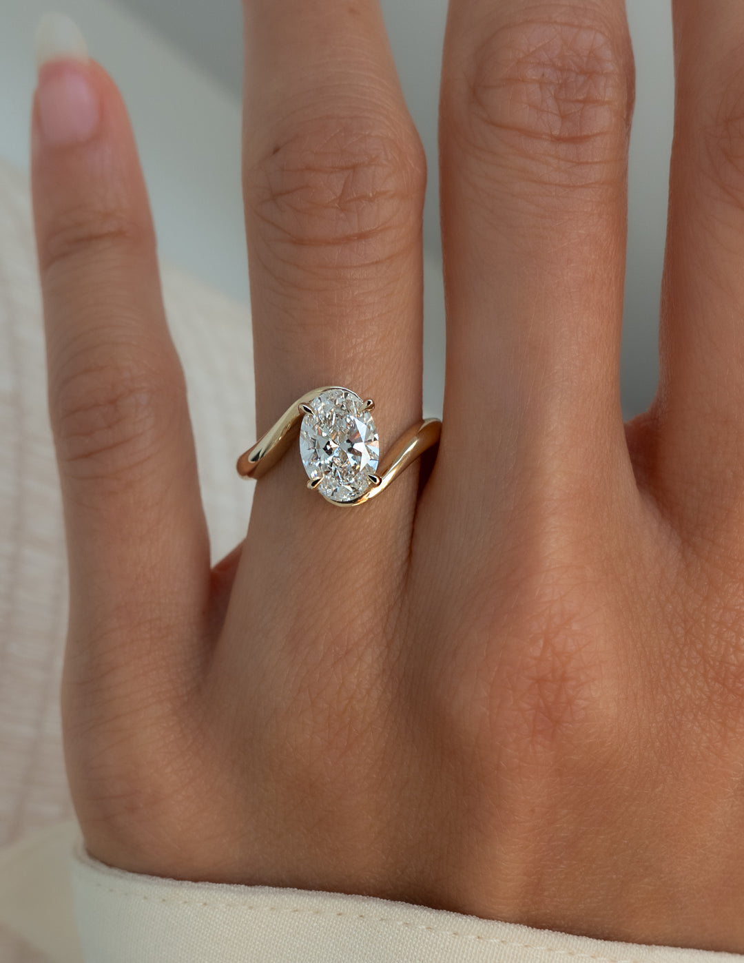 3.0 CT Oval Cut Lab Grown Diamond Bypass Engagement Ring