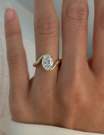 3.0 CT Oval Cut Lab Grown Diamond Bypass Engagement Ring