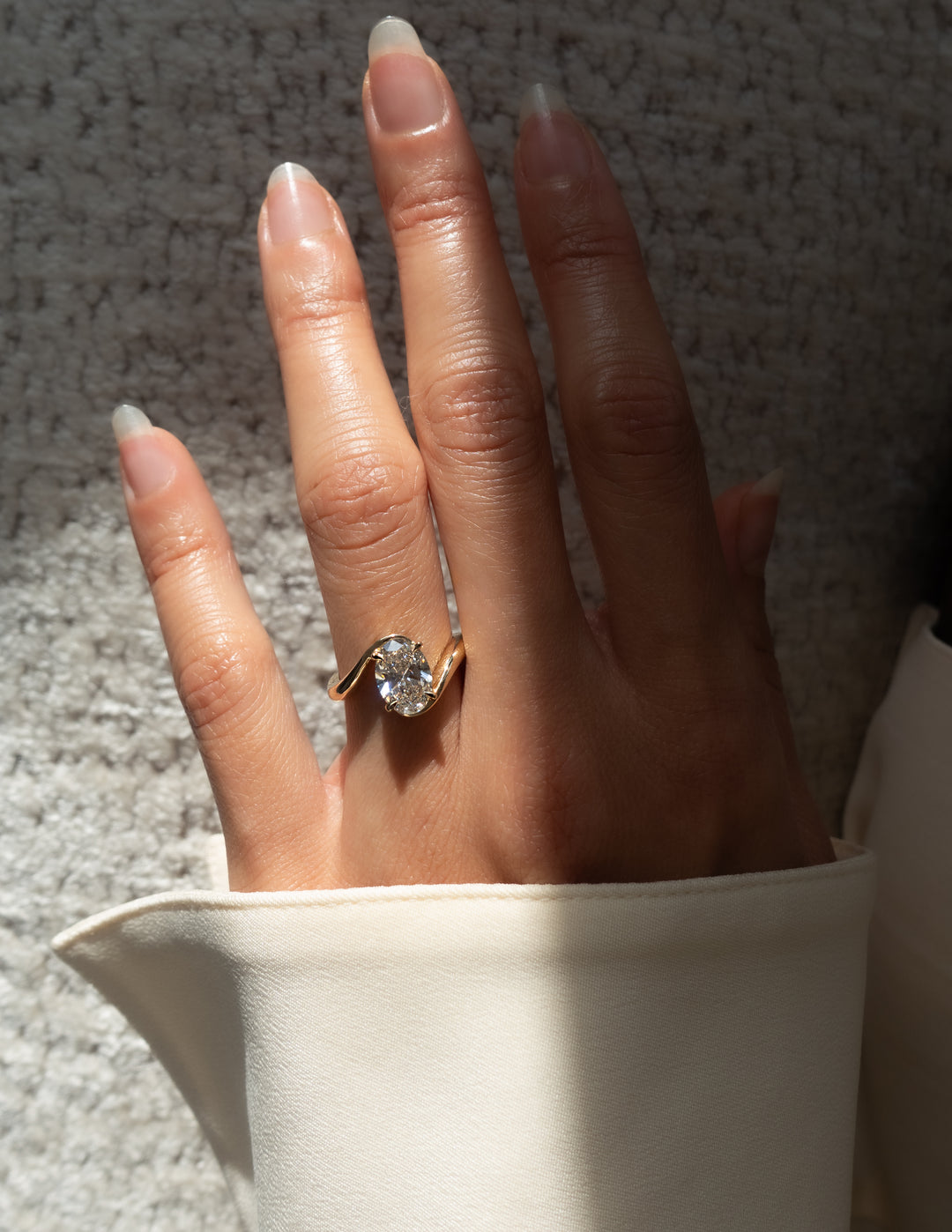 3.0 CT Oval Cut Lab Grown Diamond Bypass Engagement Ring