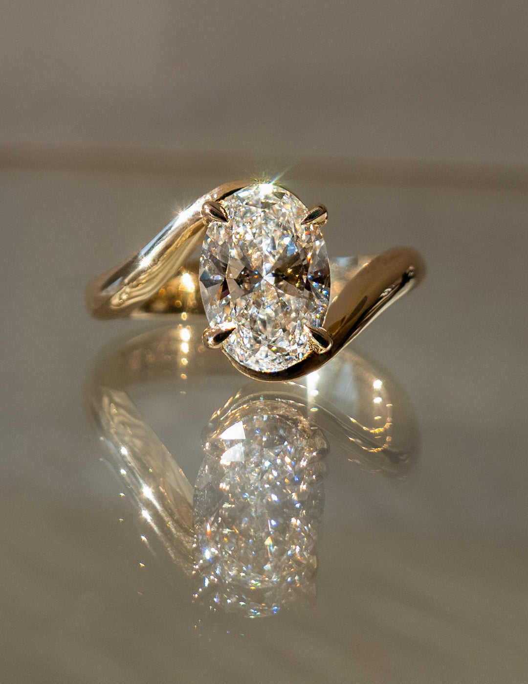 3.0 CT Oval Cut Lab Grown Diamond Bypass Engagement Ring