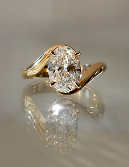 3.0 CT Oval Cut Lab Grown Diamond Bypass Engagement Ring