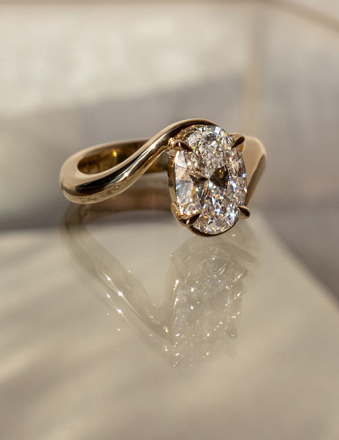 3.0 CT Oval Cut Lab Grown Diamond Bypass Engagement Ring