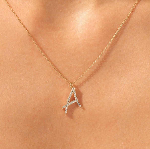 0.3 TCW Round Lab Grown Diamond Initial Pendant Necklace