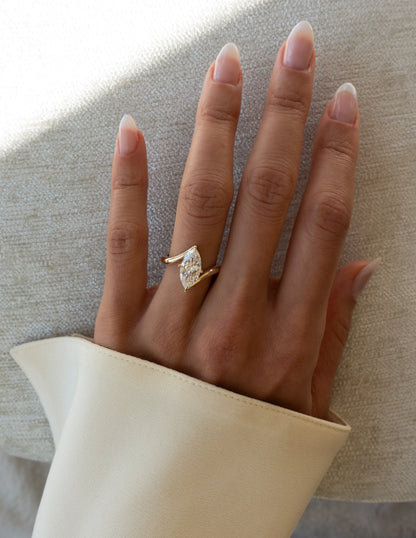 2.5 CT Marquise Shaped Lab Grown Diamond Soliatire Style Engagement Ring