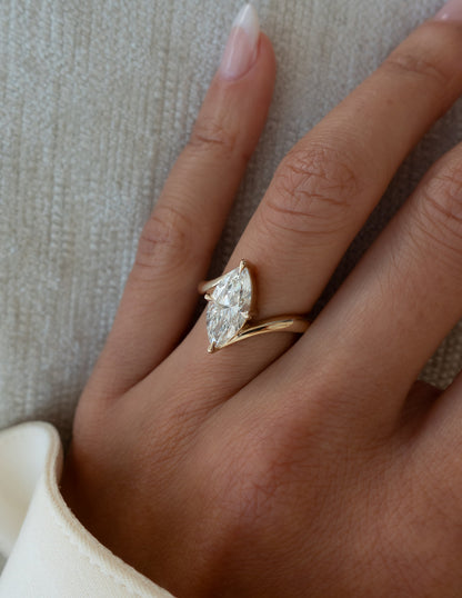 2.5 CT Marquise Shaped Lab Grown Diamond Soliatire Style Engagement Ring