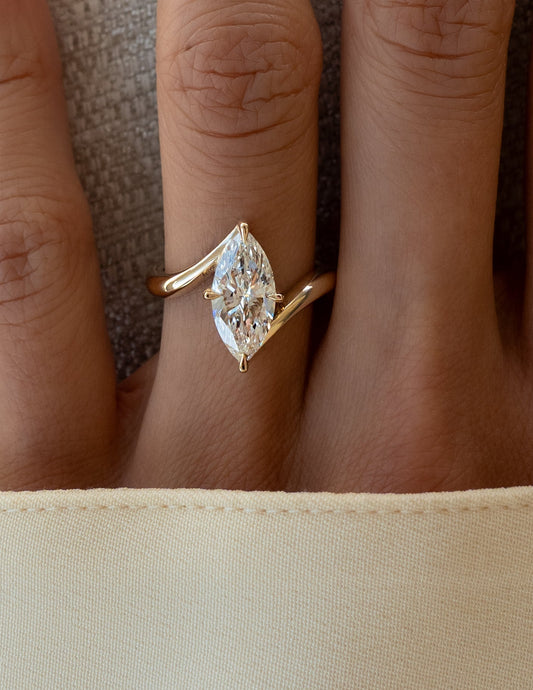 2.5 CT Marquise Shaped Lab Grown Diamond Soliatire Style Engagement Ring
