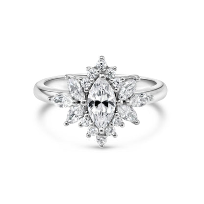 0.5 CT Marquise Cluster Lab Grown Diamond Engagement Ring
