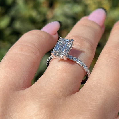 2.0 CT Emerald Pave Lab Grown Diamond Engagement Ring