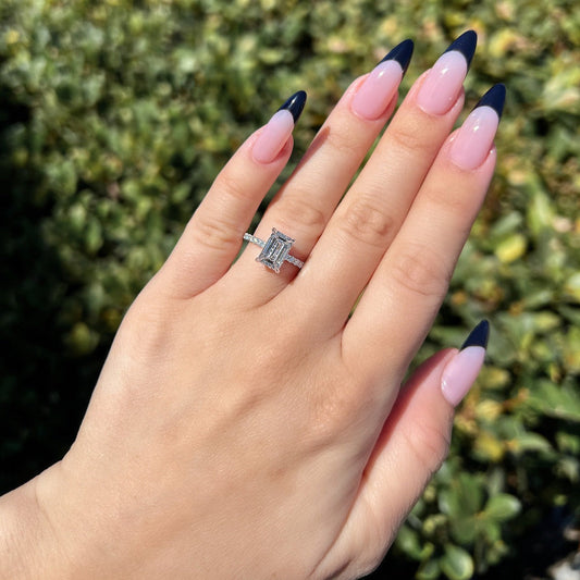 2.0 CT Emerald Pave Lab Grown Diamond Engagement Ring