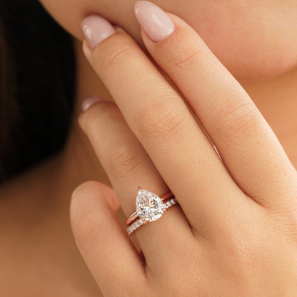 3 CT Pear Hidden Halo Moissanite Engagement Ring