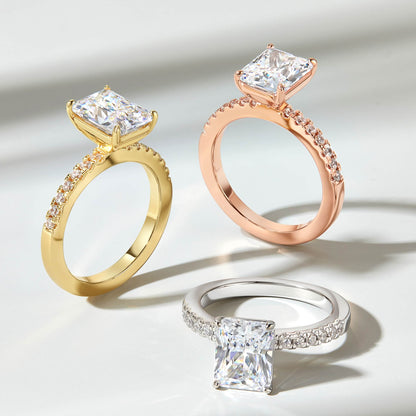3 CT Radiant Pave Lab Grown Diamond Engagement Ring