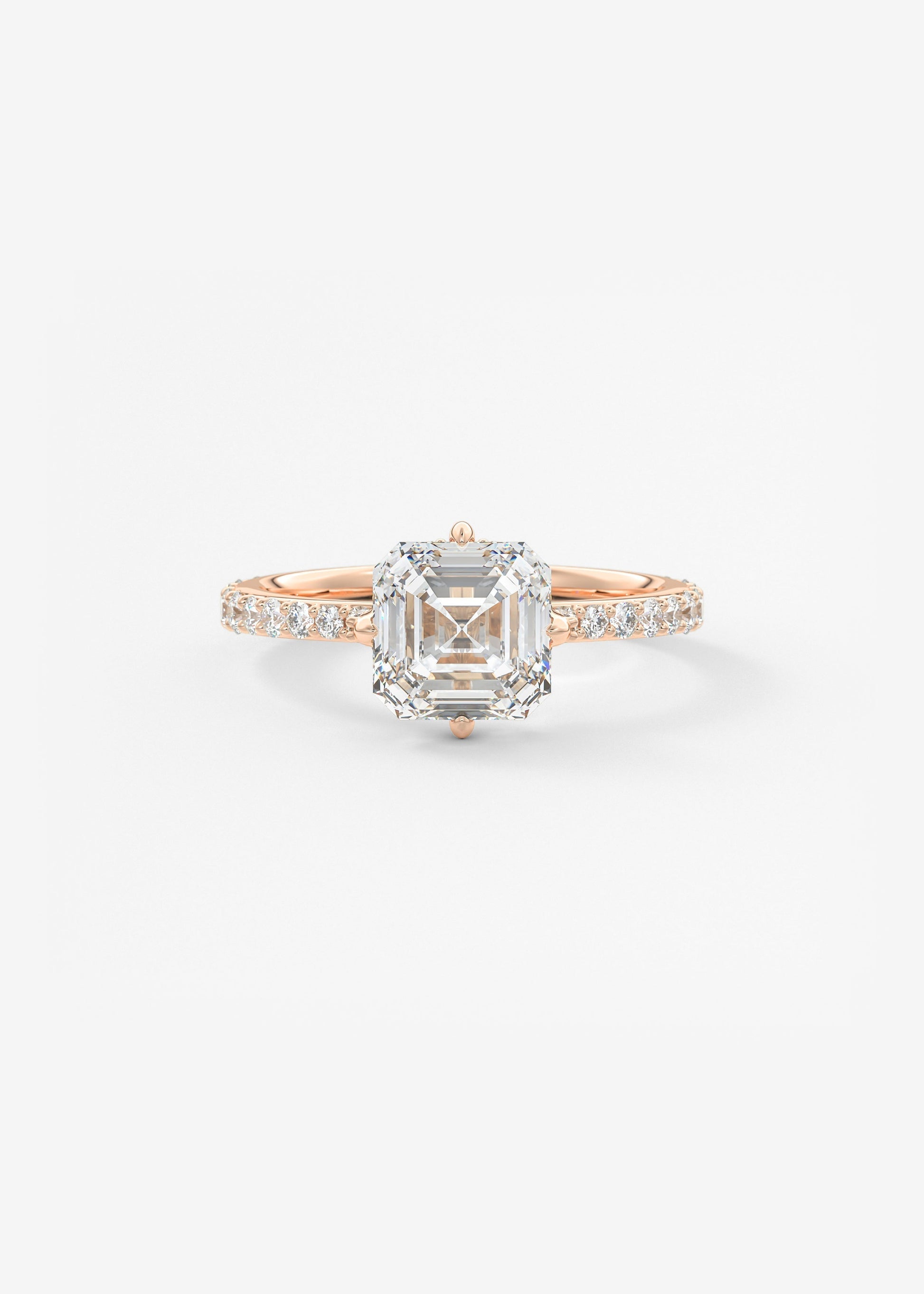 Asscher Hidden Halo Pave Lab Grown Diamond Engagement Ring