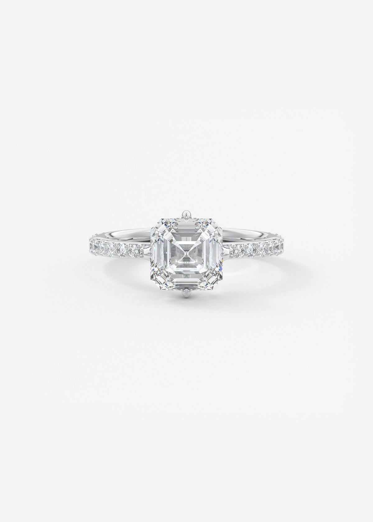 Asscher Hidden Halo Pave Lab Grown Diamond Engagement Ring