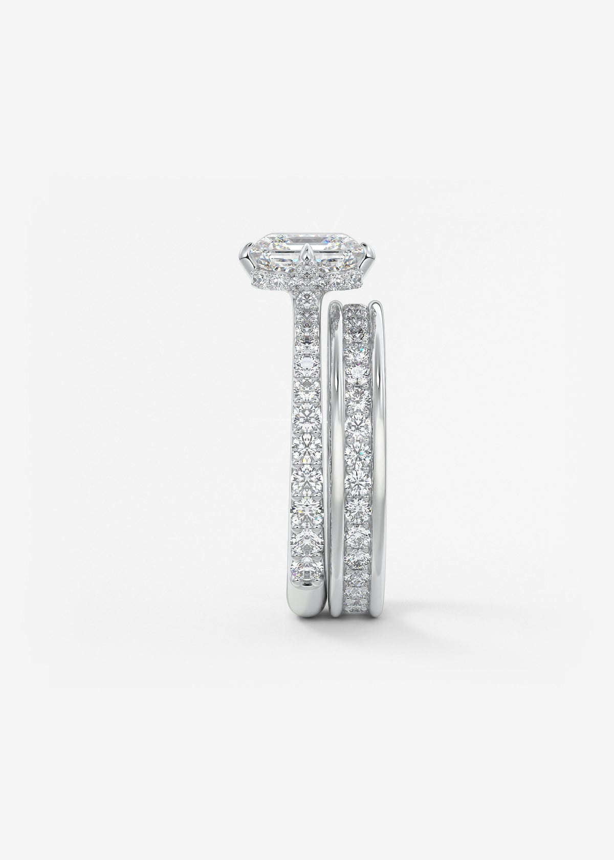 Asscher Hidden Halo Pave Lab Grown Diamond Engagement Ring