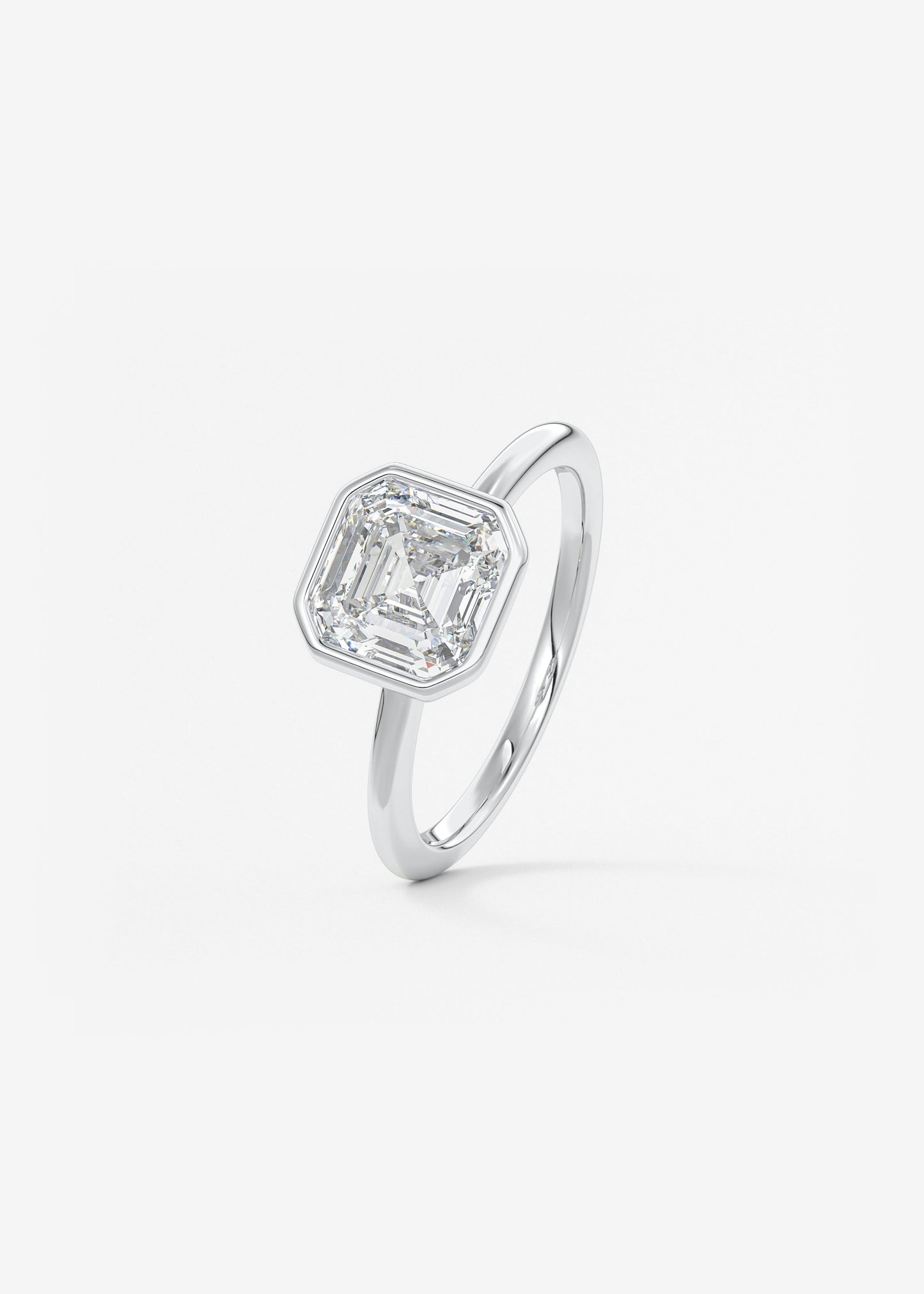 Asscher Bezel Lab Grown Diamond Engagement Ring