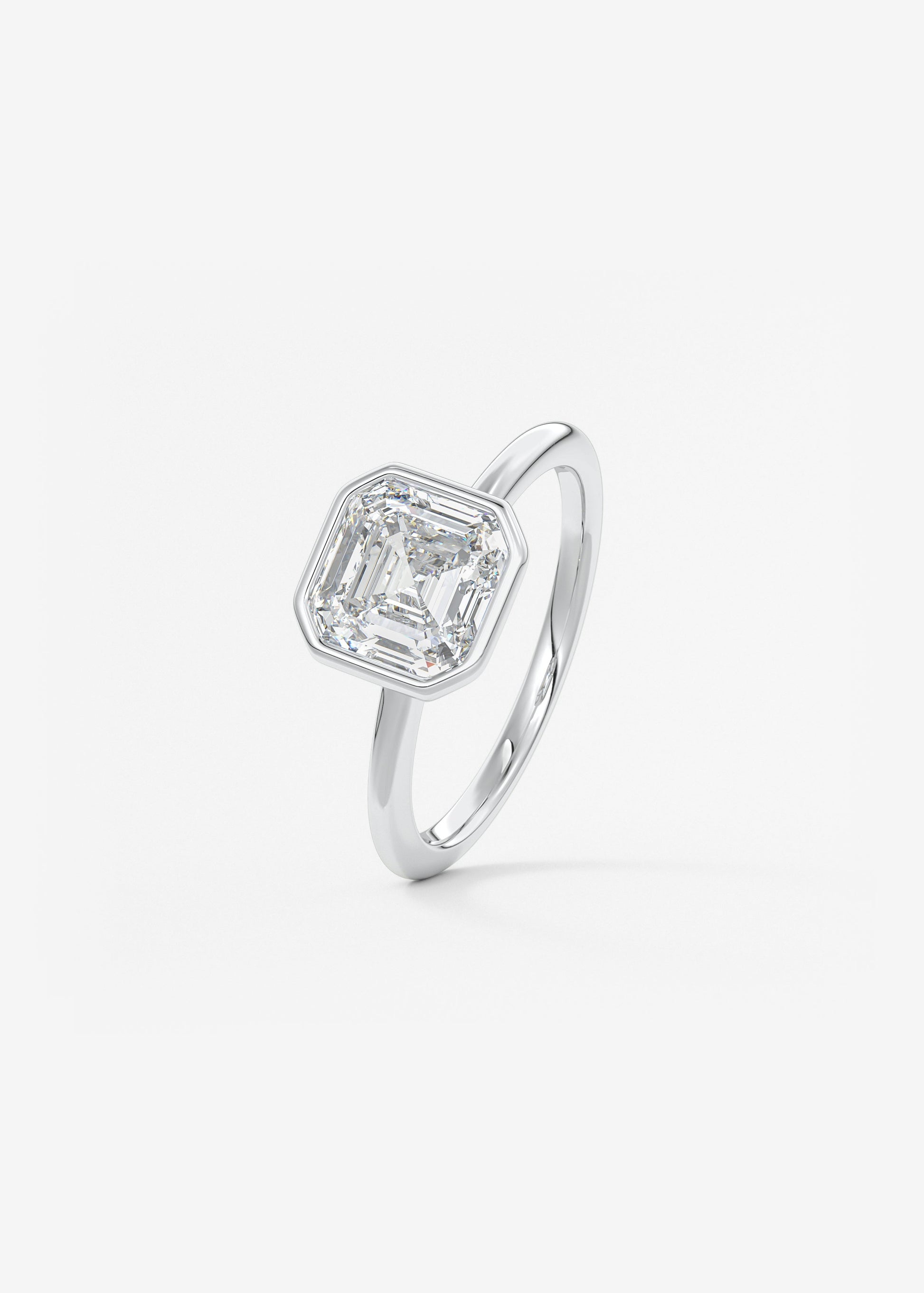 Asscher Bezel Lab Grown Diamond Engagement Ring