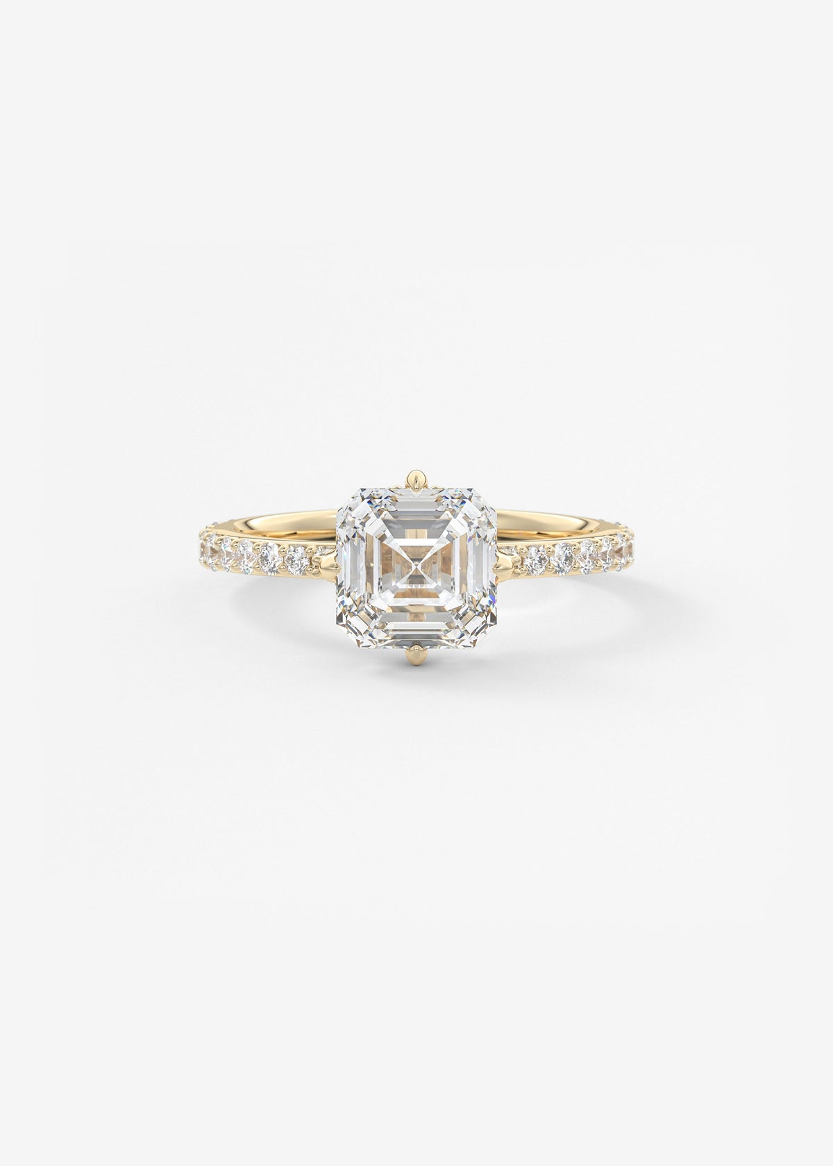Asscher Hidden Halo Pave Lab Grown Diamond Engagement Ring