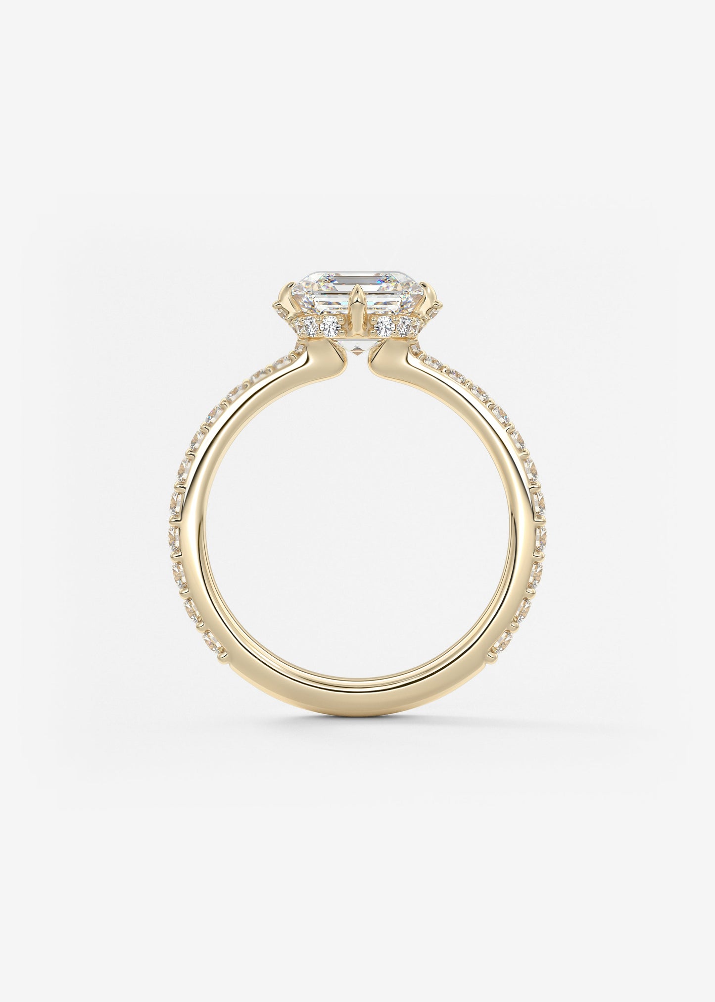 Asscher Hidden Halo Pave Lab Grown Diamond Engagement Ring