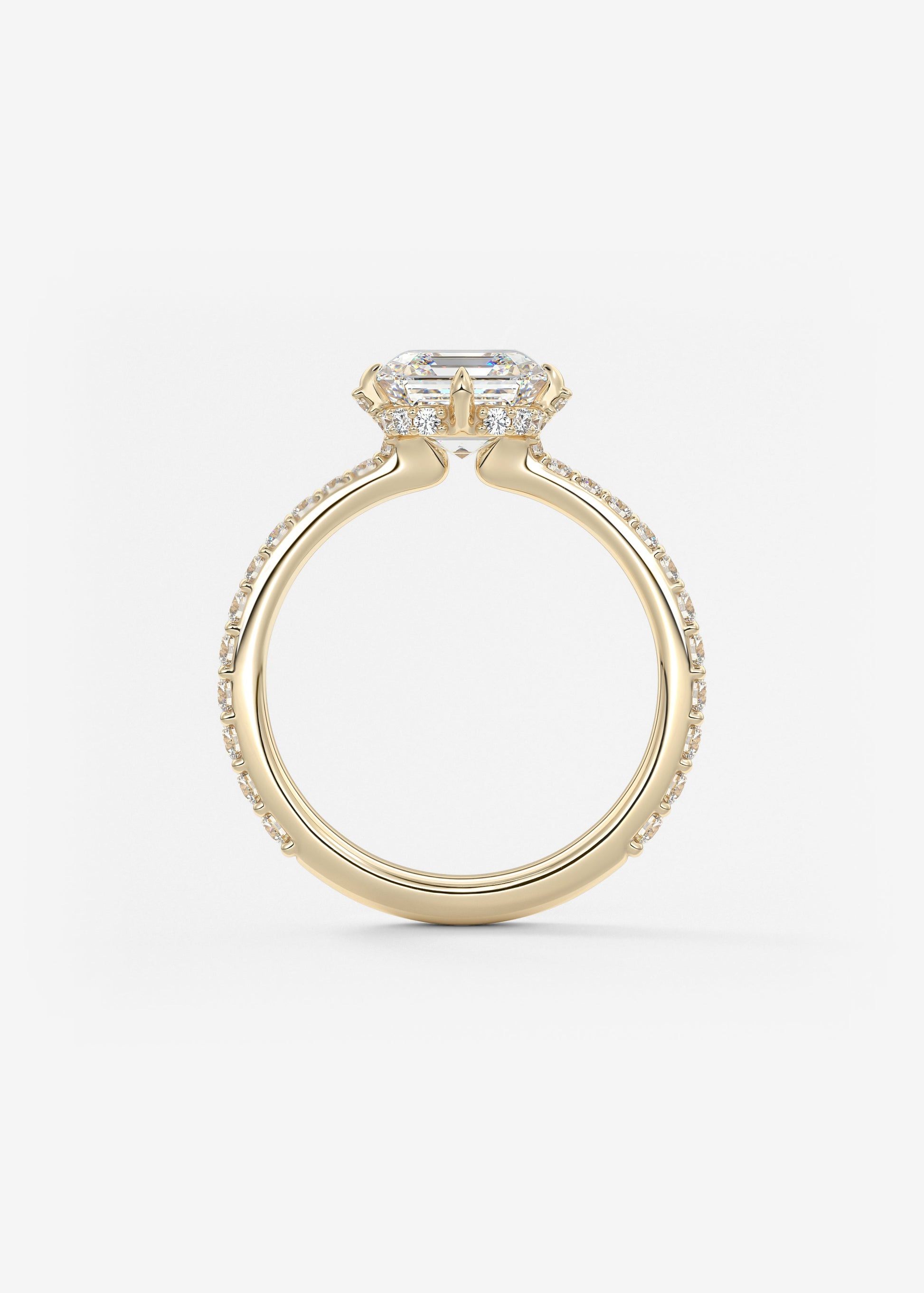 Asscher Hidden Halo Pave Lab Grown Diamond Engagement Ring