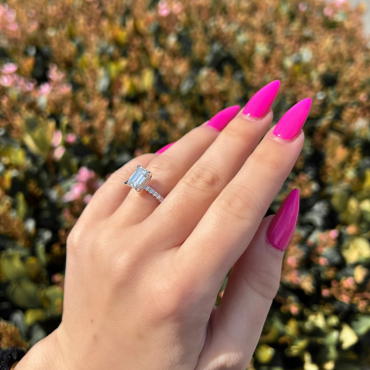 1.73 CT Emerald Pave Lab Grown Diamond Engagement Ring